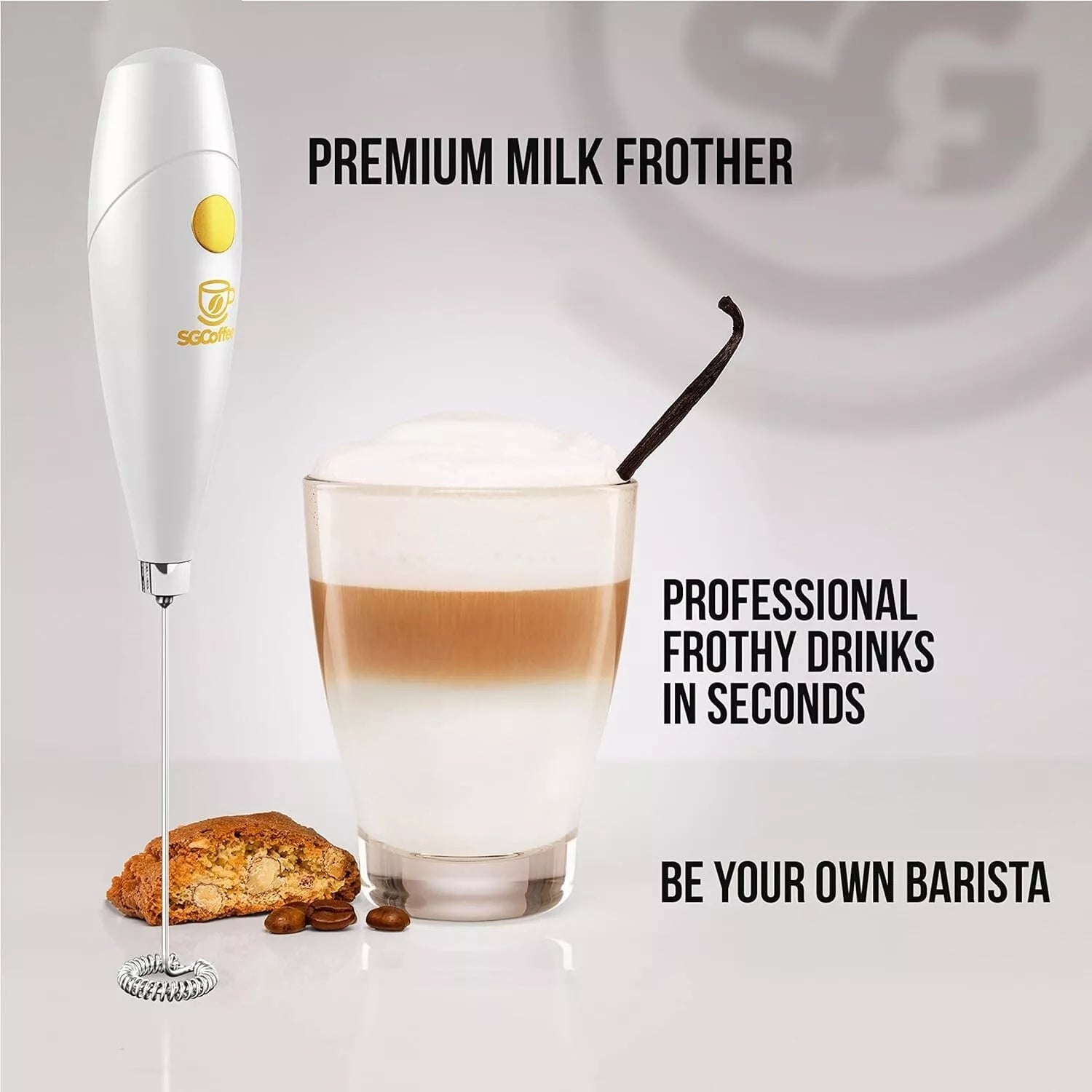 Electric Milk Frother Whisk for Latte and Cappuccino