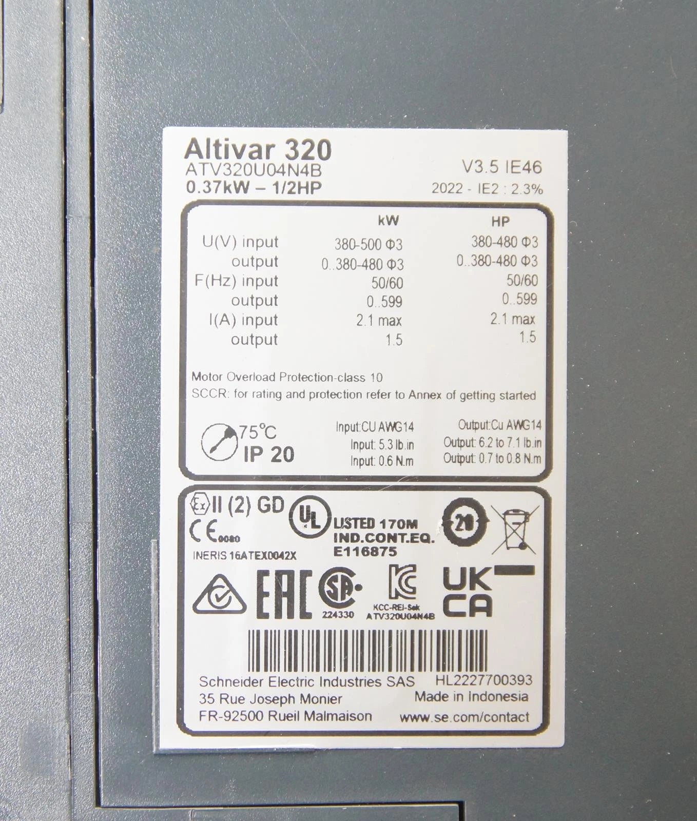 SCHNEIDER Altivar 320 Machine ATV3200U15N4B