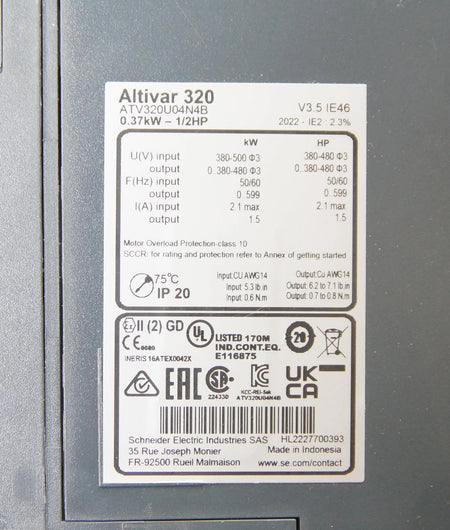 SCHNEIDER Altivar 320 Machine ATV3200U15N4B