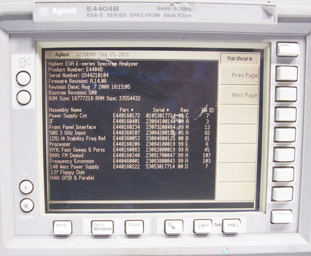HP Agilent ESA E4404B 9kHz - 6.7GHz Spectrum Analyzer Options A4H BAA B72 AYX