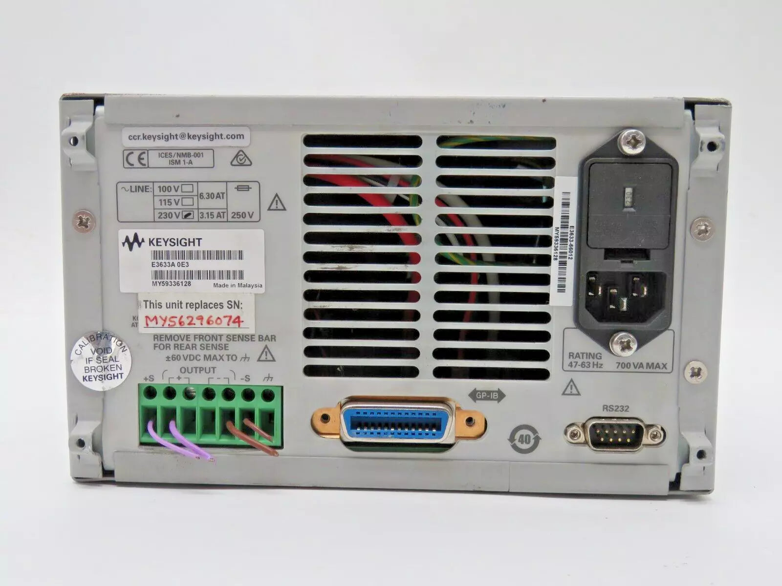 Keysight E3633A DC Power Supply 0-8V,20A/0-20V,10A