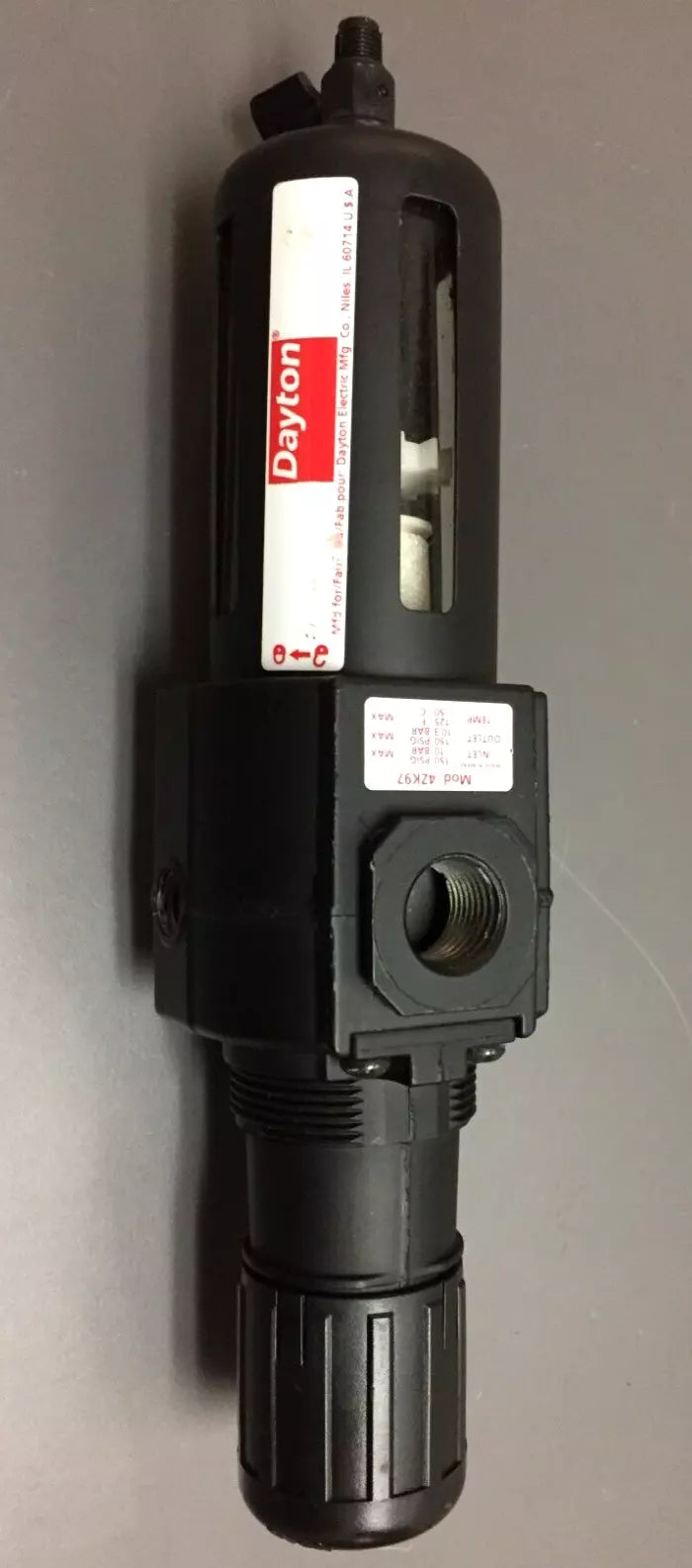 Dayton Model 4ZK97 Filter Regulator 150 PSIG 10 Bar Temp 125°F/50°C