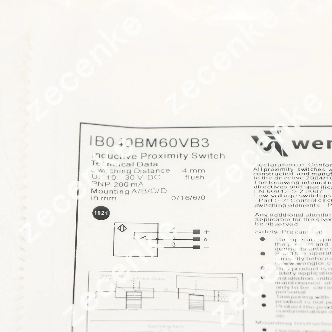 WENGLOR IB040BM60VB3 Proximity Switch Sensor
