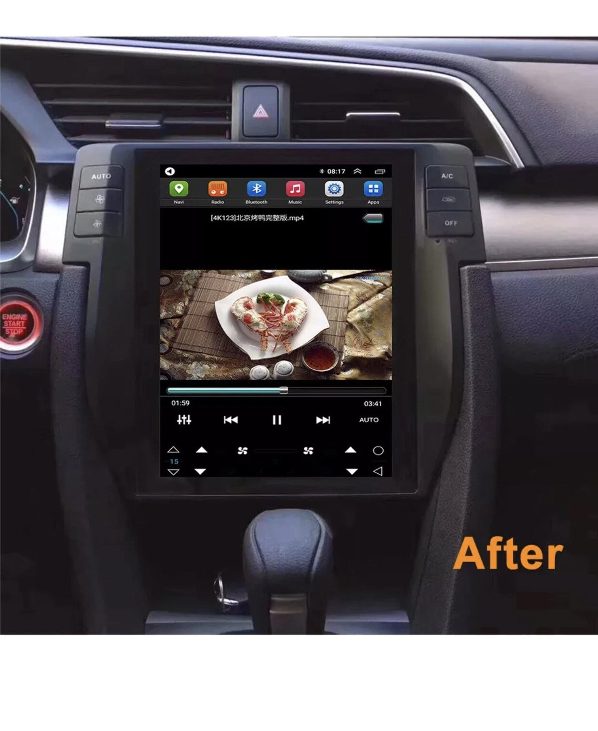 10.4Inch Android 13 Car Radio Carplay For Honda CIVIC 2016-2022 Tesla Screen Car