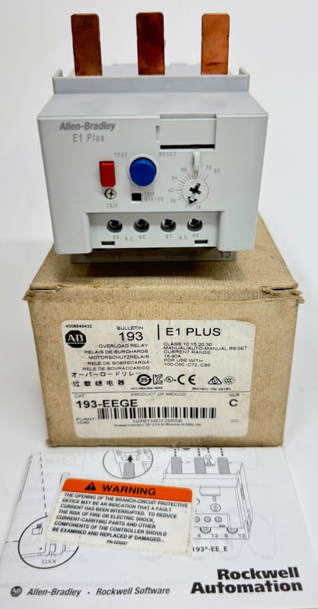 193-EEGE 18-90Amp 3P 600V Trip Class 10-30 E1 Plus Overload Relay by Allen-Bradley