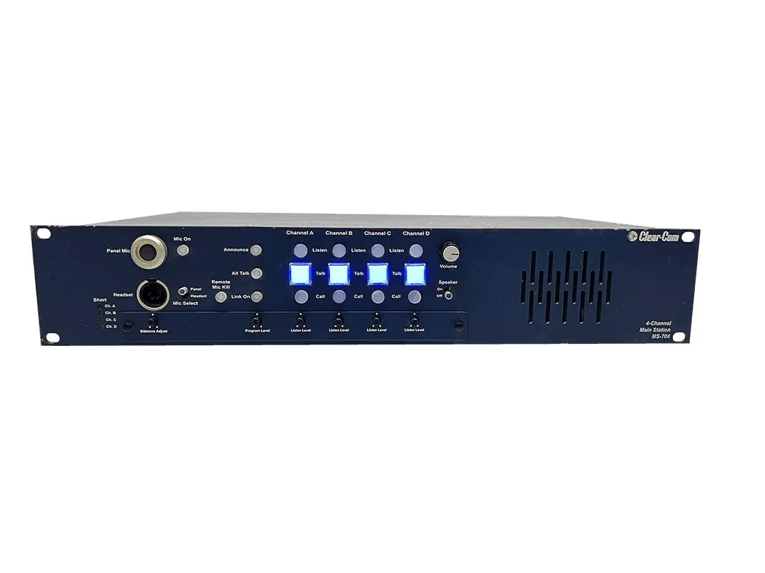 Clear-Com MS-704 4-Channel 2RU Main Station with Built-in Speaker