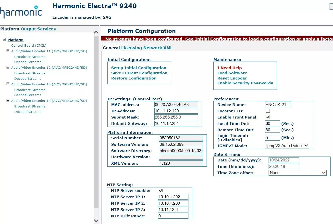 Harmonic ELC9K Electra 9240 Universal Multi-Service Encoder 2x IOM-FLEX-DHC