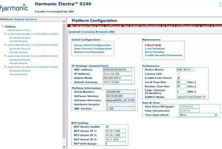 Harmonic ELC9K Electra 9240 Universal Multi-Service Encoder 2x IOM-FLEX-DHC