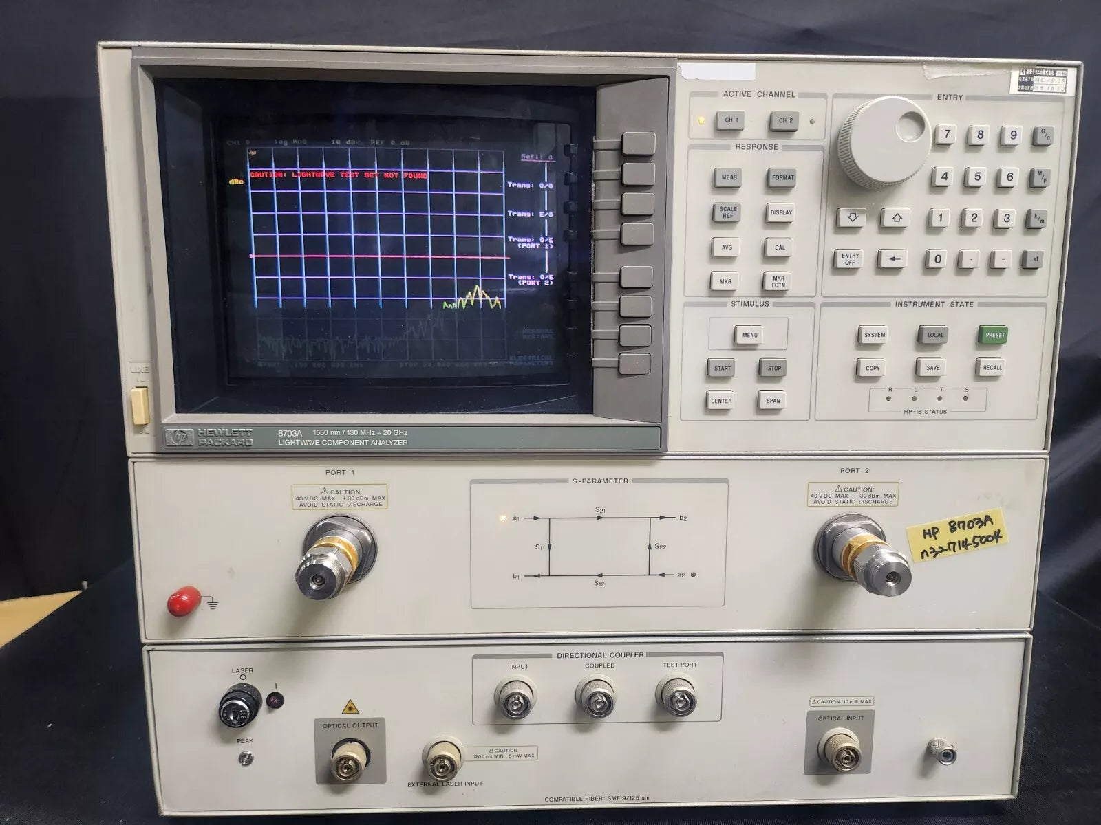 HP/Agilent 8703A 1550nm 130 MHz-20GHz Lightwave Analyzer (0354)