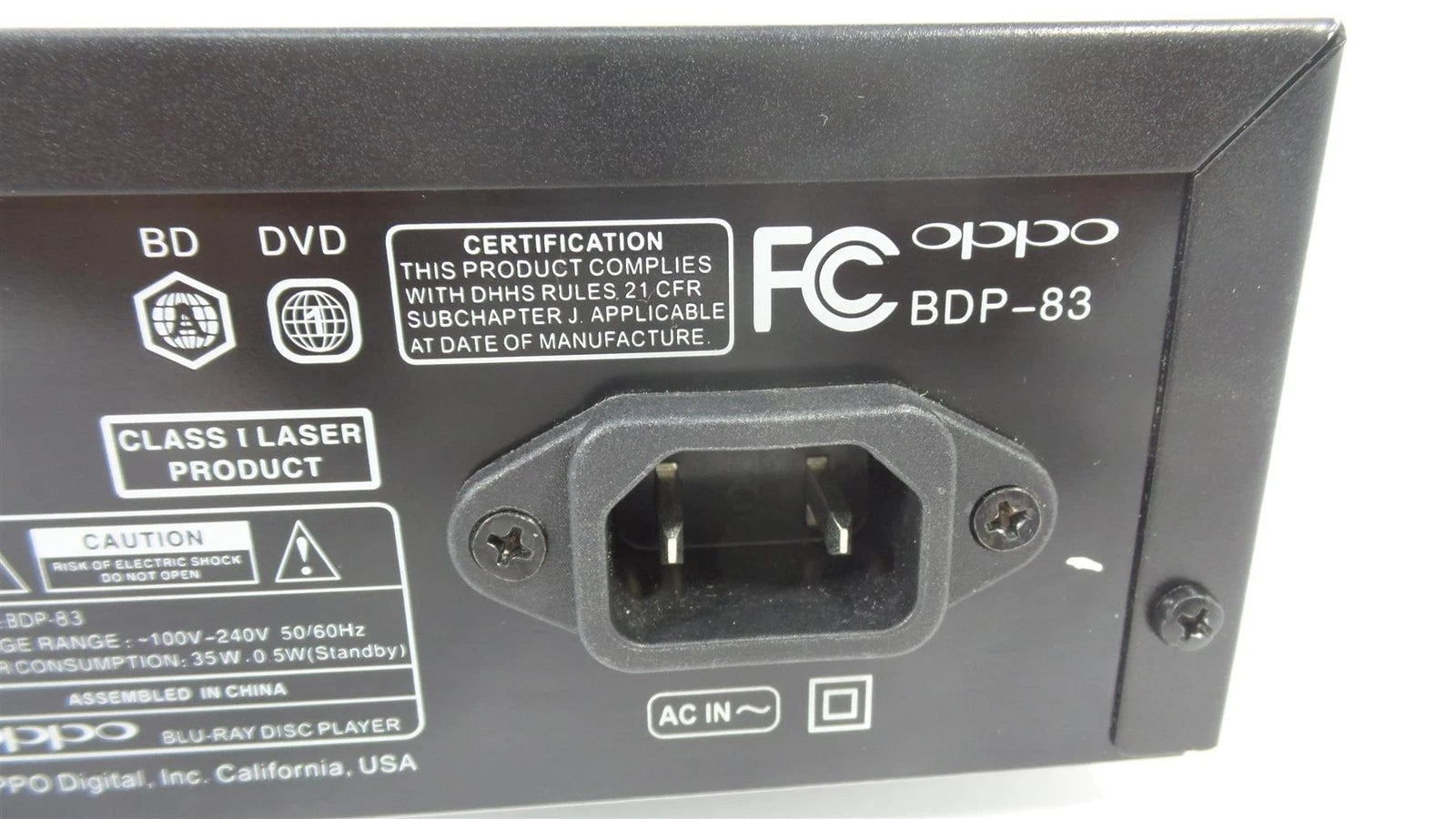 OPPO BDP-83 Blu-ray Disc Player - No Remote