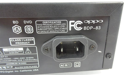 OPPO BDP-83 Blu-ray Disc Player - No Remote