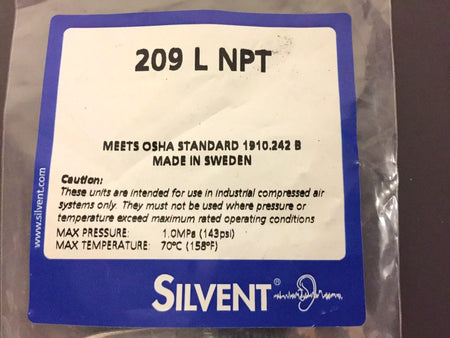 Silvent 209-L-NPT Spraying Full-Cone Nozzle Air 17 Nm³/h 3.4 Nm