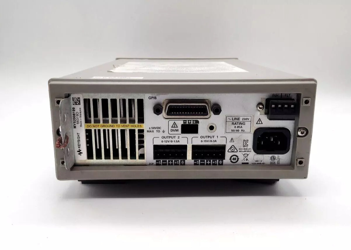 Keysight 66319D Dual Output Mobile DC Power Supply 15V 3A Battery Emulator GPIB