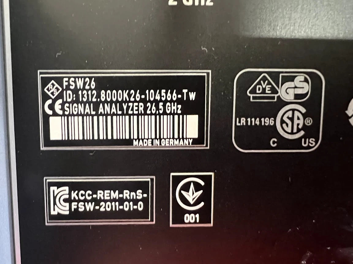 Rohde and Schwarz FSW26 Signal Analyzer B3,B4,B24,B25,K30 Features