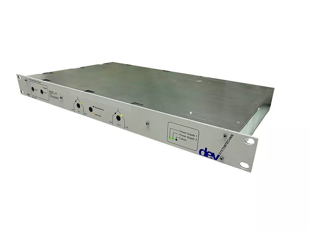 DEV Systemtechnik 1951 Universal Switch Chassis 1RU with 2 DEV 11-0005 DPST switches