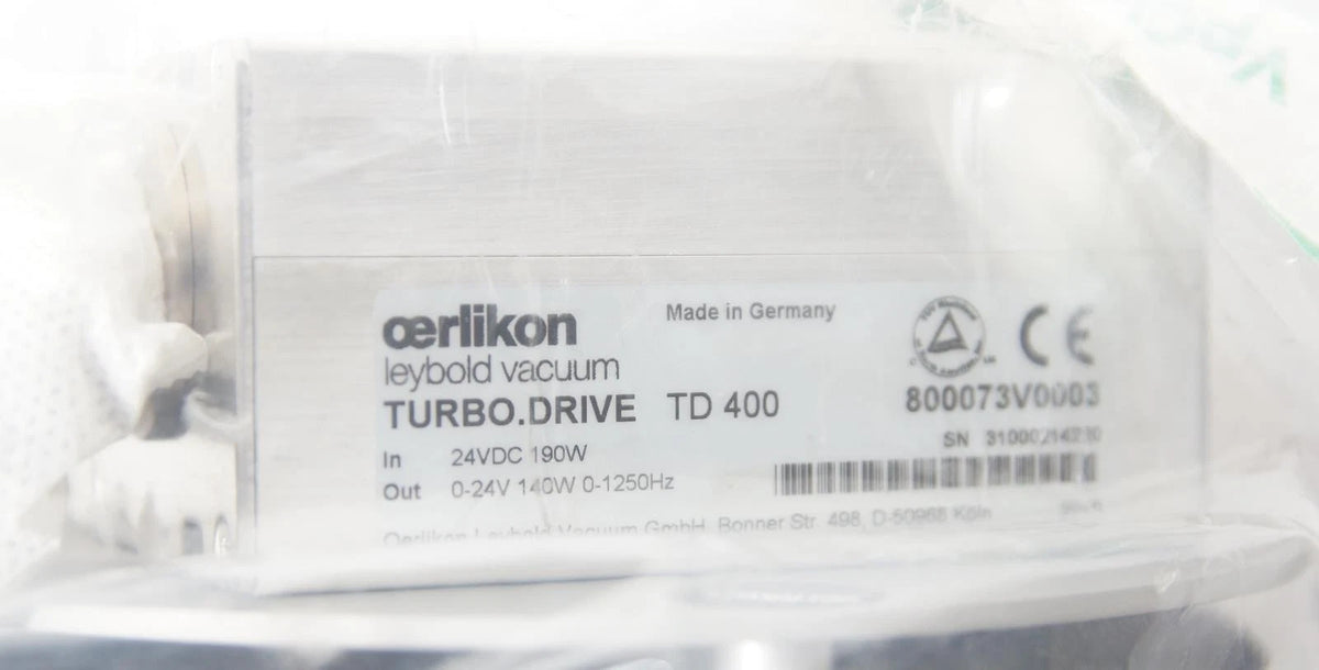 Aerlikon Leybold Turbovac TW 250 S Turbo Vacuum Pump with TD 400 Turbo Drive