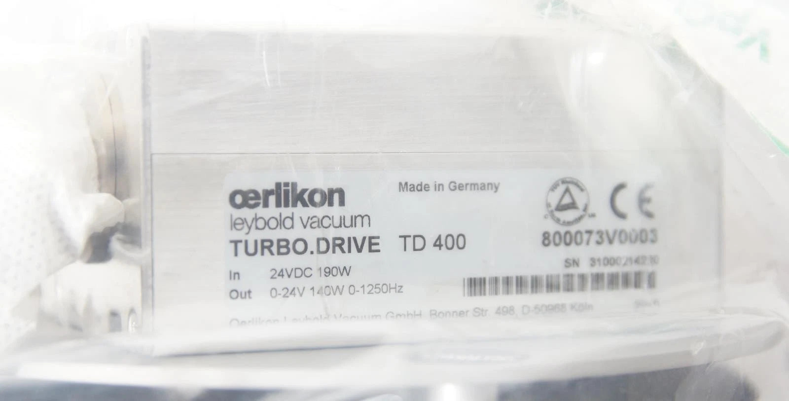Aerlikon Leybold Turbovac TW 250 S Turbo Vacuum Pump with TD 400 Turbo Drive