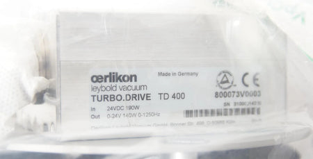 Aerlikon Leybold Turbovac TW 250 S Turbo Vacuum Pump with TD 400 Turbo Drive