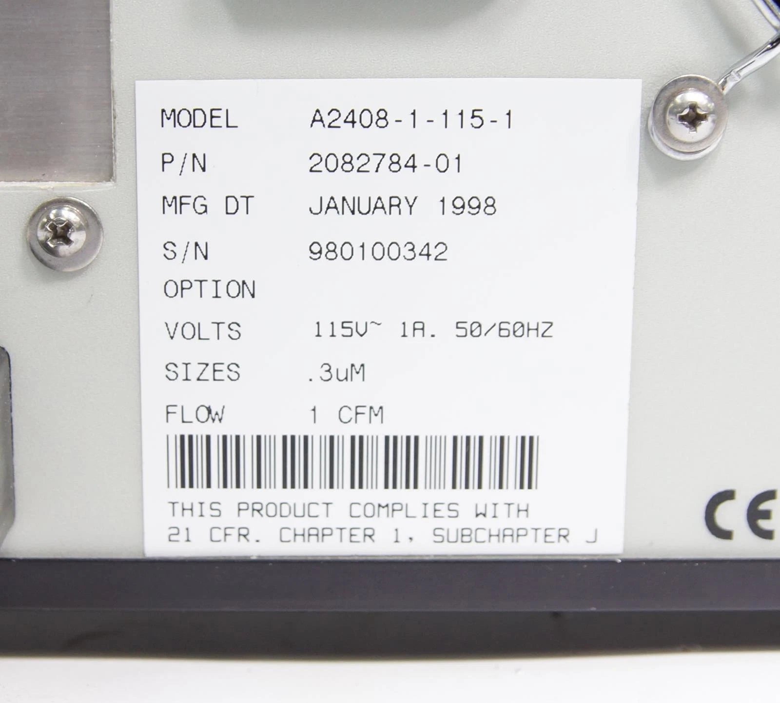 Met One Laser Particle Counter Model A2408-1-115-1