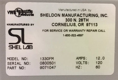 VWR-Sheldon Model 1330FM P/N 9071047 Forced Air Flow Table Top Oven