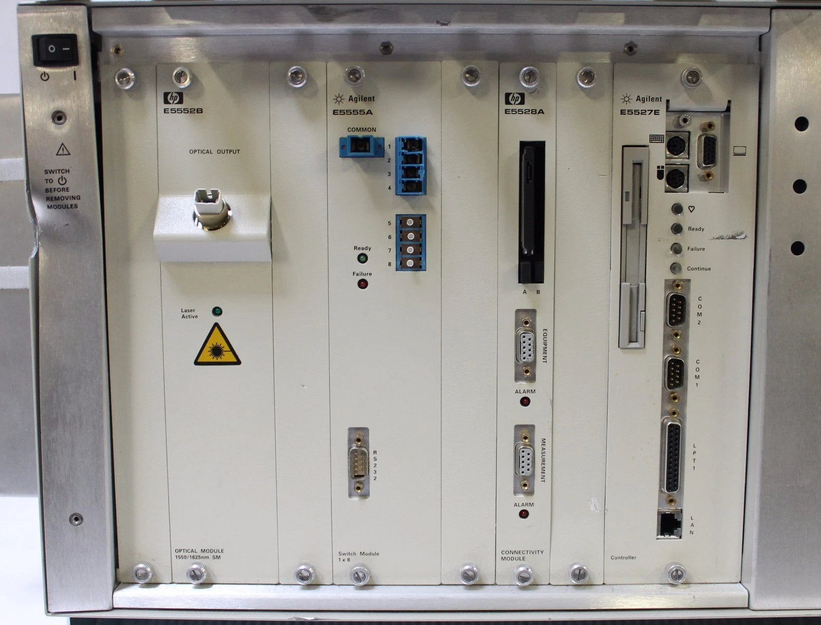 HP Agilent E5526A Remote Fiber Testing System w/ E5552B E5555A E5528A E5527E
