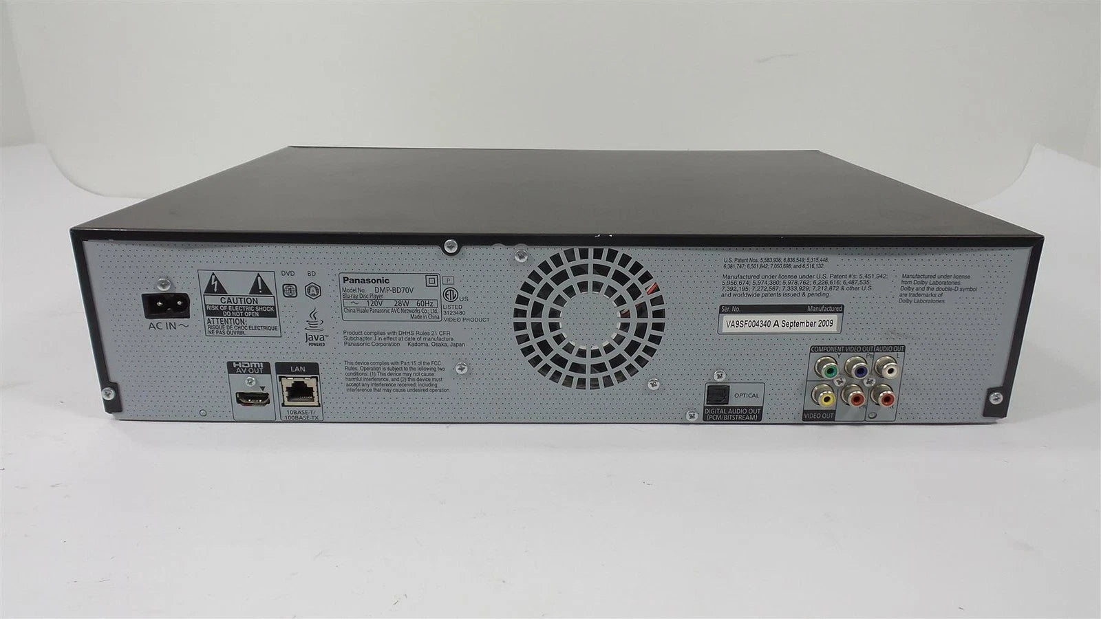 Panasonic DMP-BD70V Blu-ray/VCR/VHS Combo Media Player -  No Remote