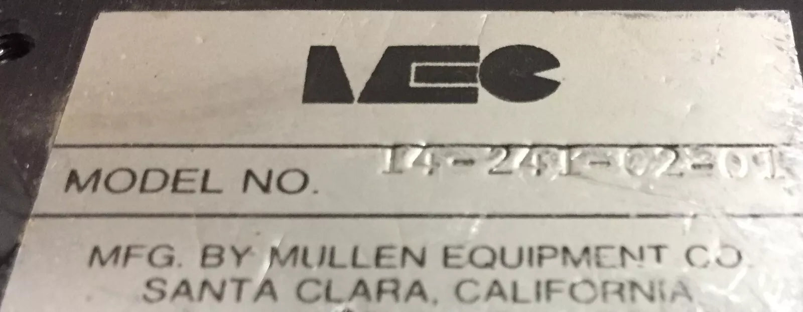 Mullen Equipment Model 14-241-02-01 Test Equipment Parts