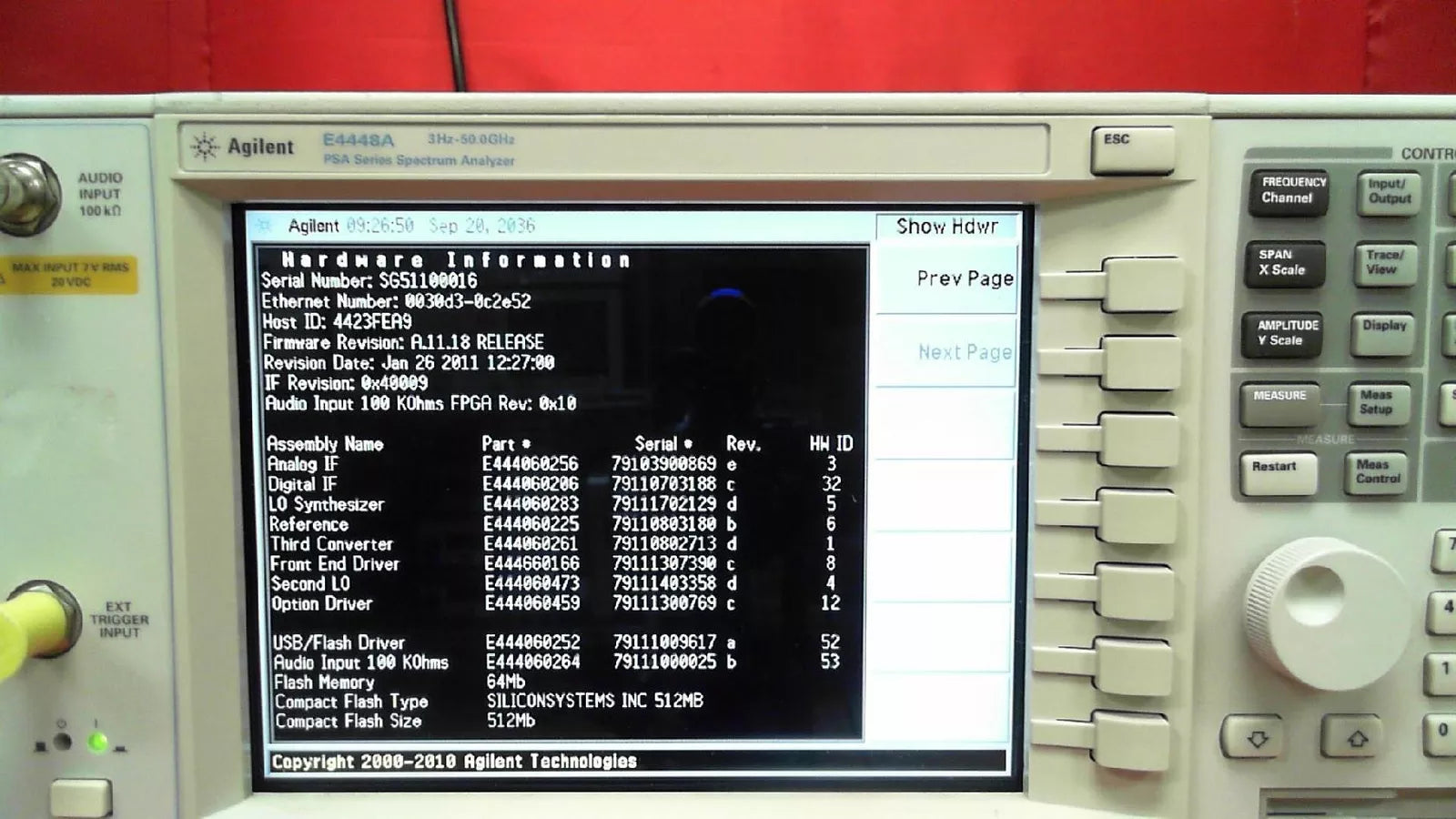 Agilent / Keysight E4448A PSA Series Spectrum Analyzer 3Hz-50GHz