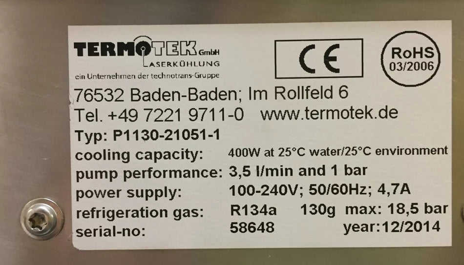 Termotek P1130-21051-1 Desk Top Compact Chiller