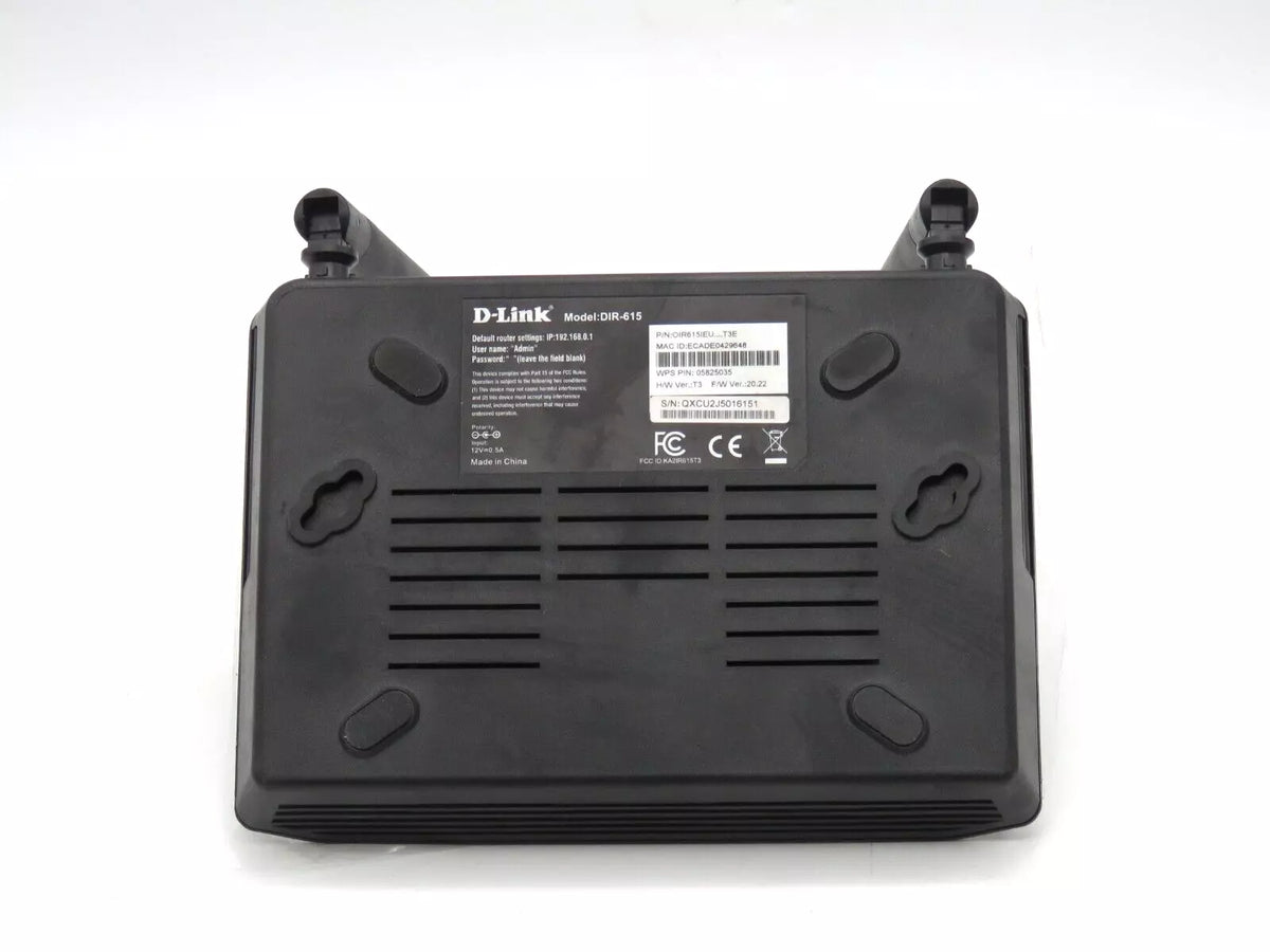 D-Link DIR-615 Wi-Fi Router with Fast Ethernet Ports and High-Gain Antennas