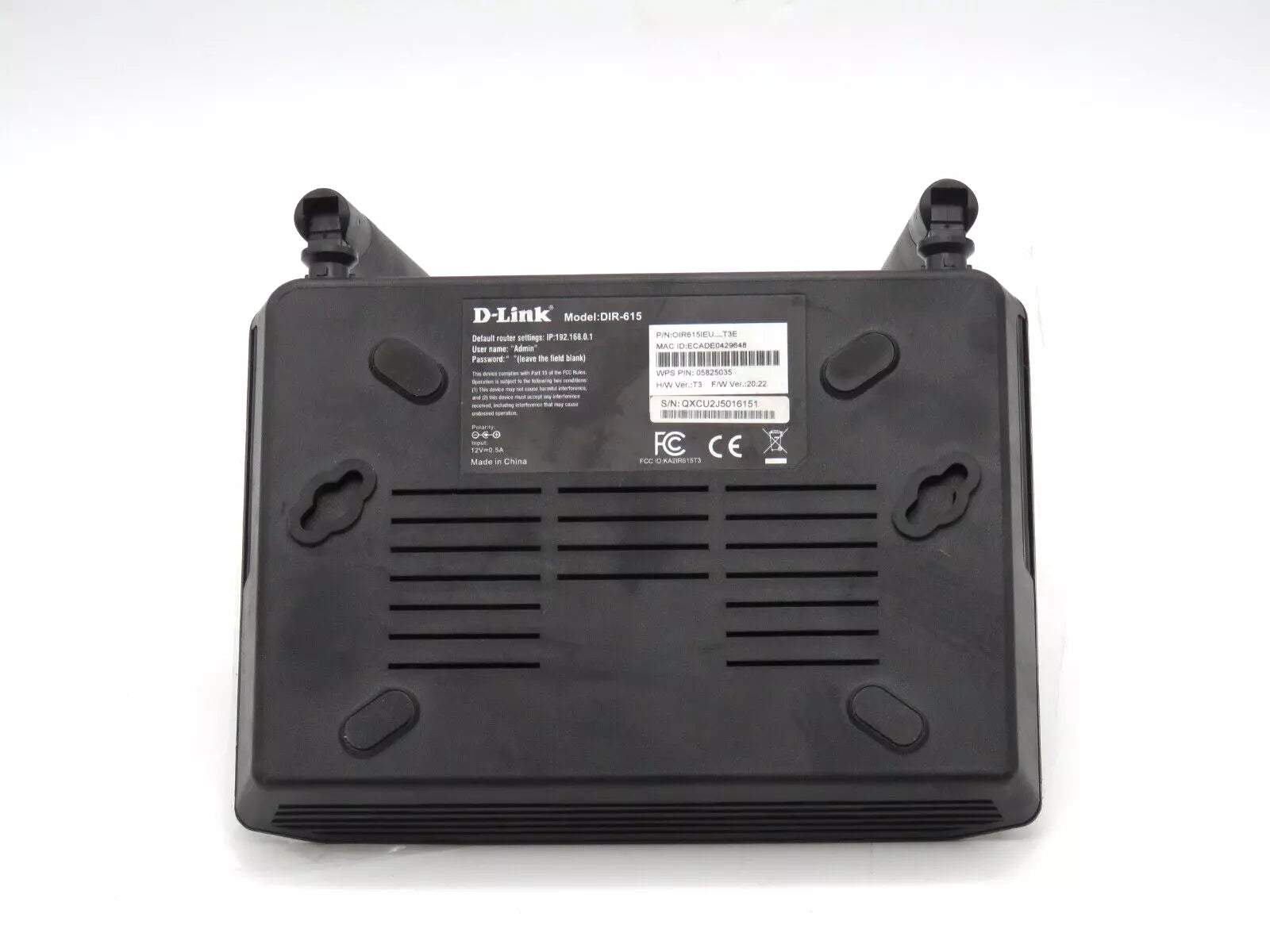 D-Link DIR-615 Wi-Fi Router with Fast Ethernet Ports and High-Gain Antennas