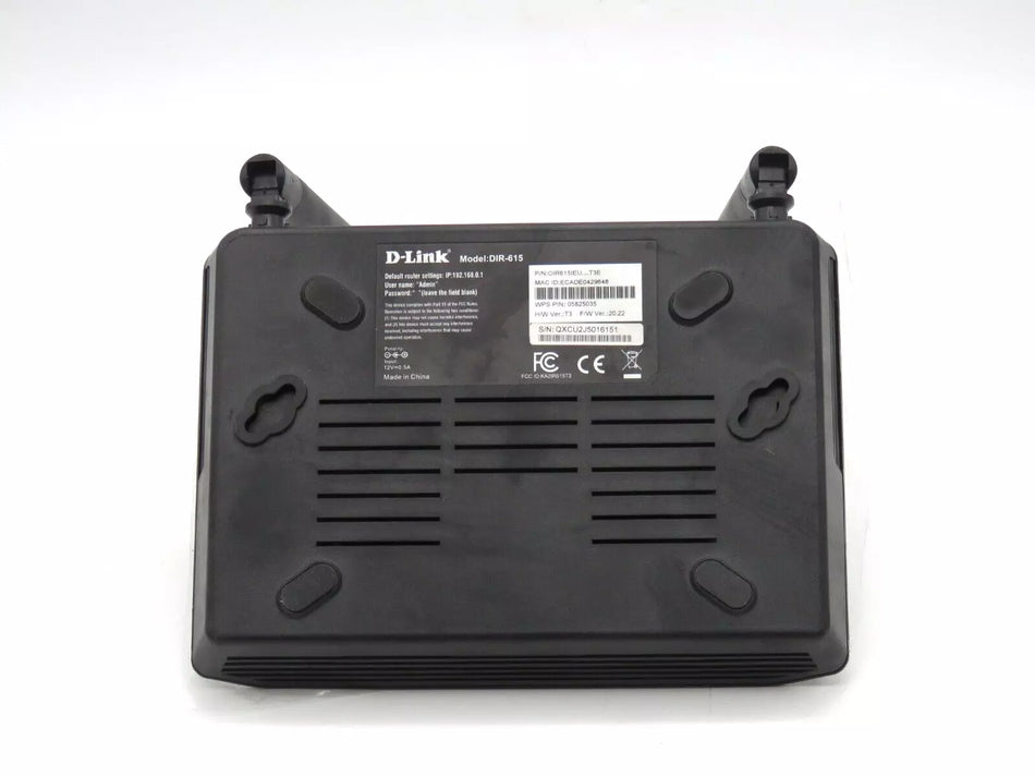 D-Link DIR-615 Wi-Fi Router with Fast Ethernet Ports and High-Gain Antennas