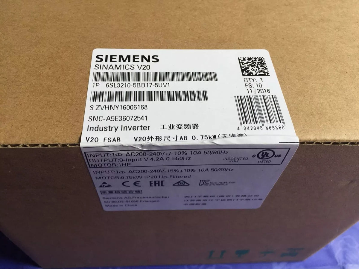Siemens 6SL3210-5BB17-5UV1 Inverter with Expedited Shipping