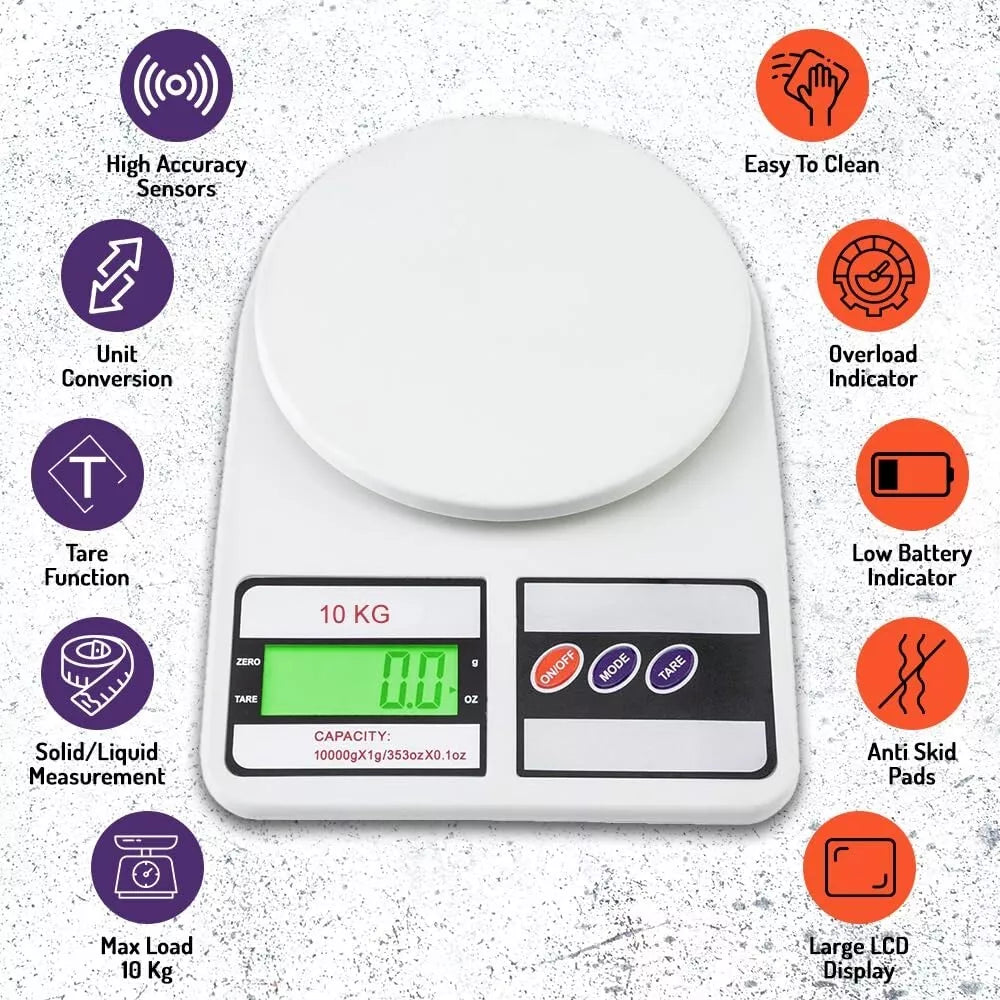 ATOM Digital Kitchen Weighing Scale 10Kg x 1g SF400/A121 with Batteries