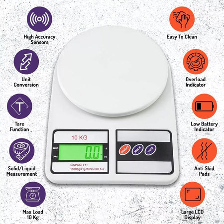 ATOM Digital Kitchen Weighing Scale 10Kg x 1g SF400/A121 with Batteries