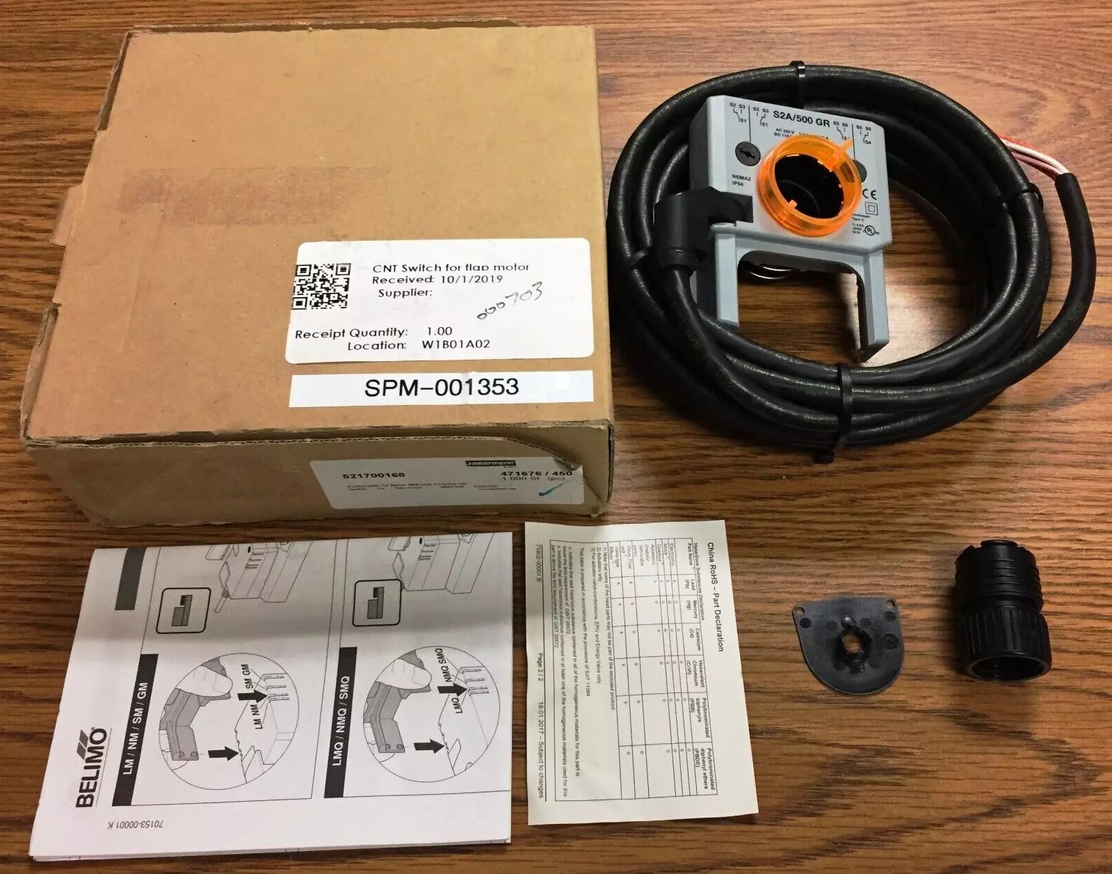 Belimo S2A/500-GR Auxiliary Switch Add-On 0.5A 5M Cable