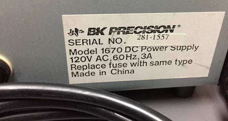 BK Precision 1670 DC Power Supply