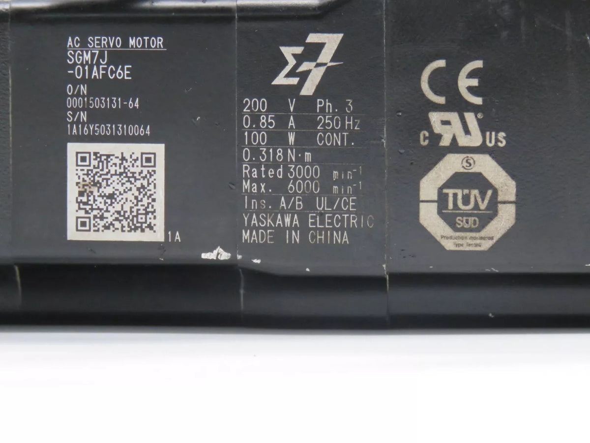 Yaskawa SGM7J-01AFC6E AC Servo Motor 100W