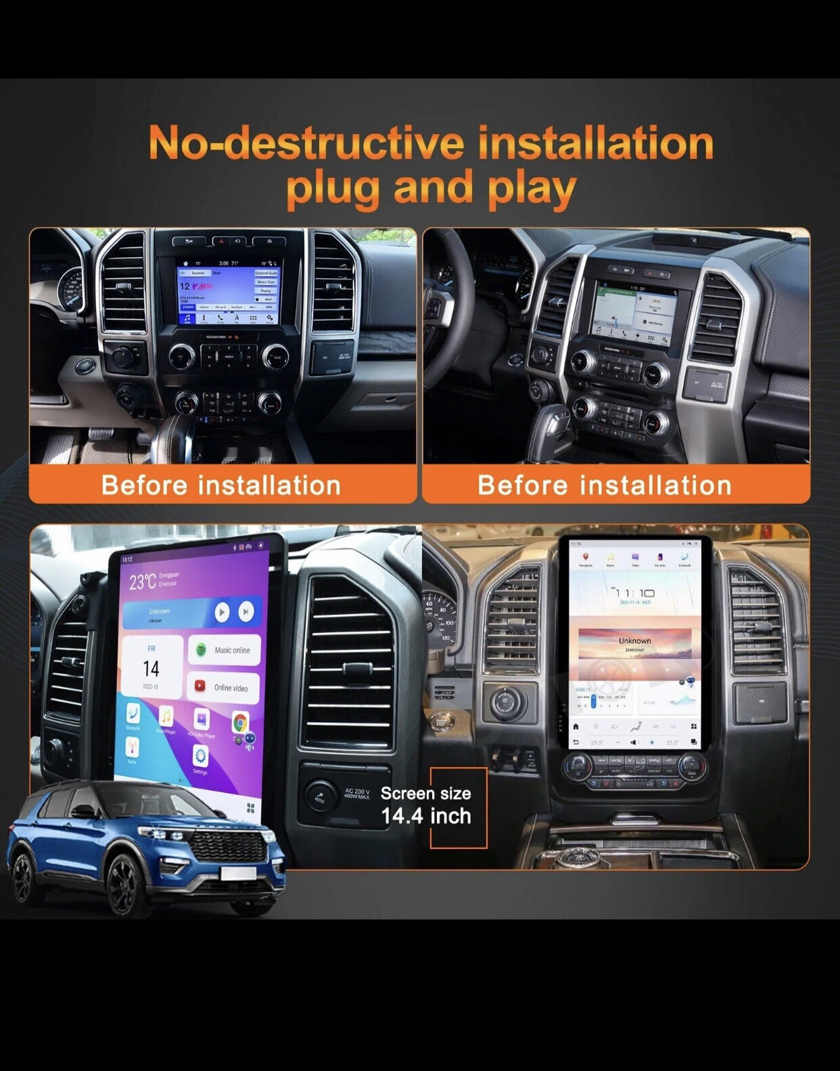 For Ford F150 2015-2021 Android Car Radio Tesla Screen 2Din Stereo Receiver 128G
