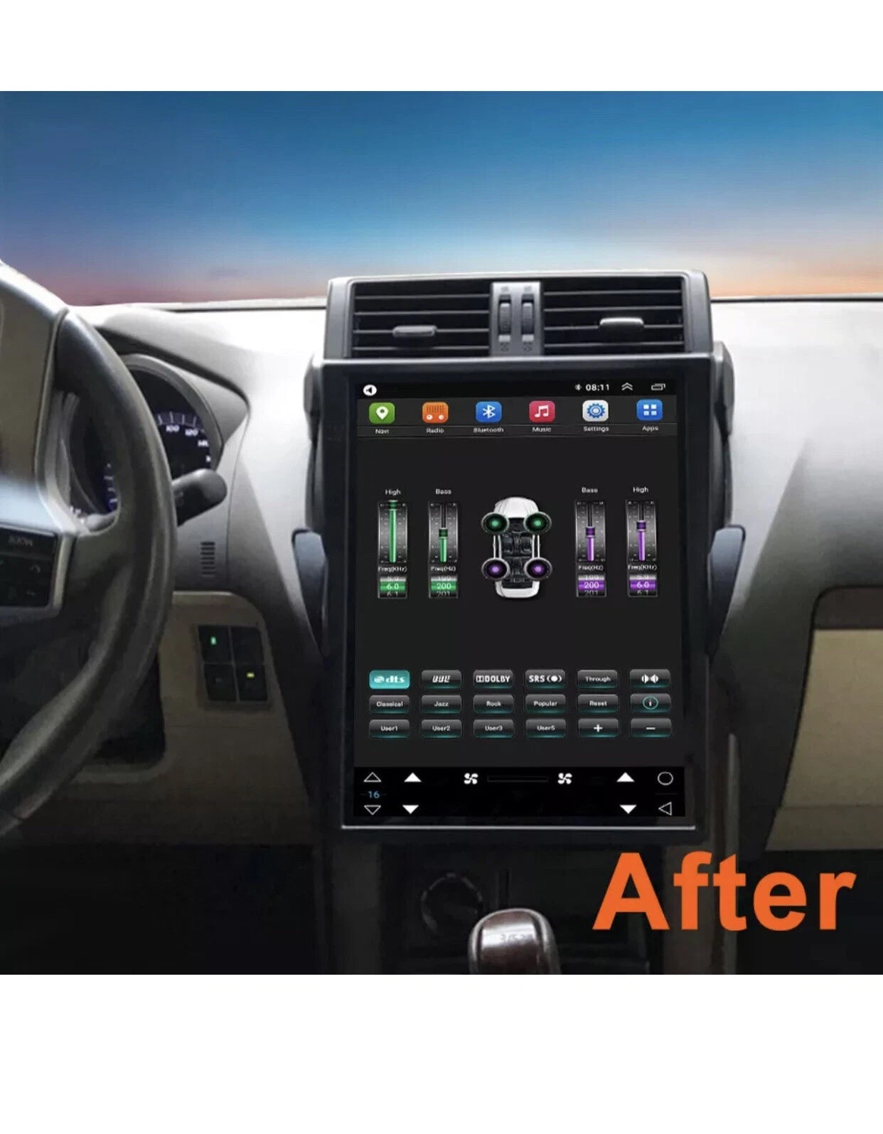 15.1-Inch Android 14 Touchscreen Car Radio for Toyota Land Cruiser Prado 150 (2014-2017)