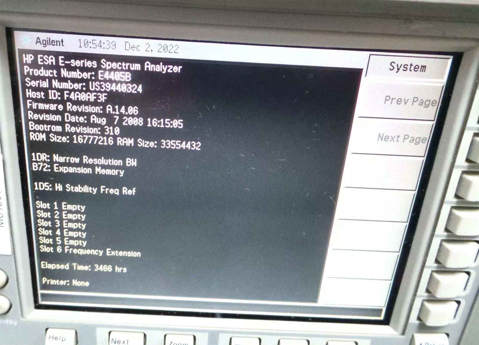 HEWLETT PACKARD E4405B ESA-E Series Spectrum Analyzer