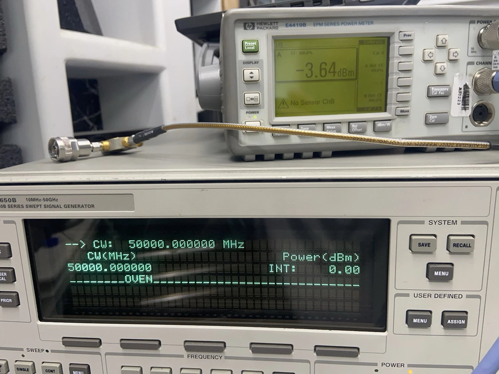 HP Agilent 83650B 10MHz-50GHz Sweep Swept Signal Generator 1, 2, 8! Cal’d!