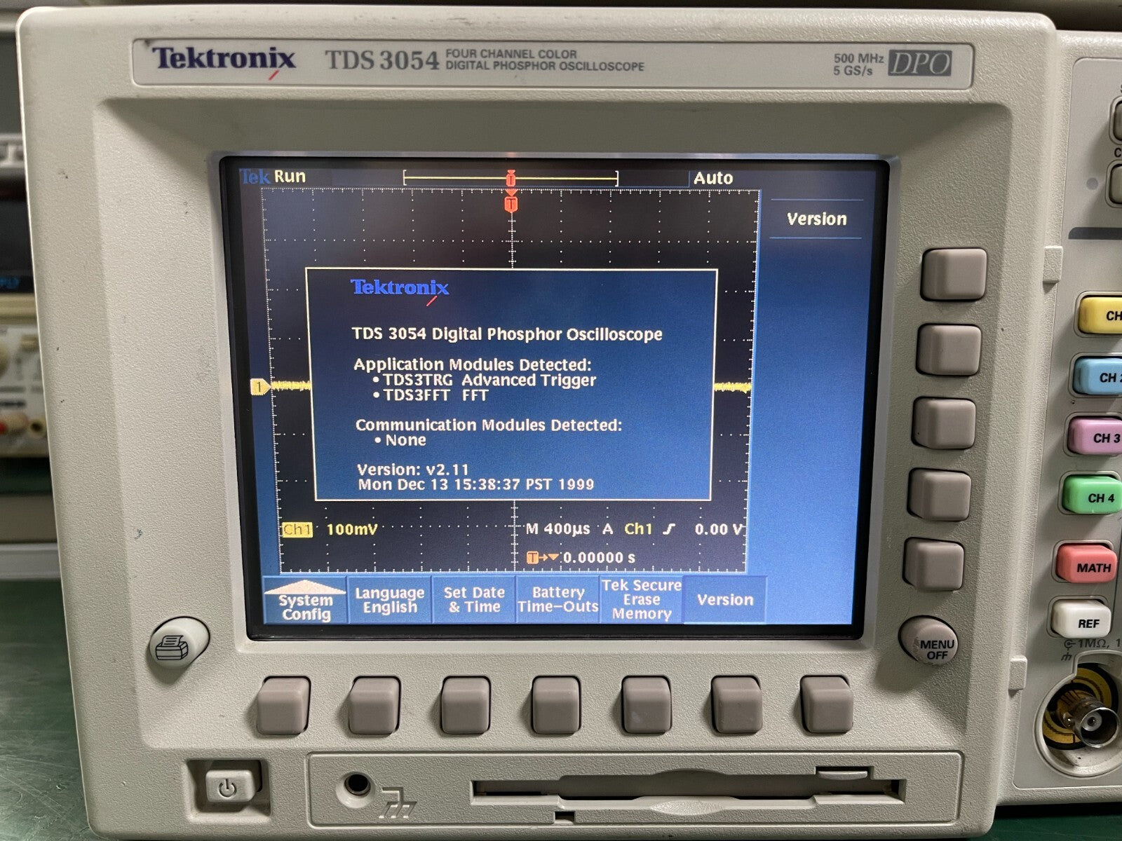 Tektronix TDS3054 Oscilloscope , 4CH , DPO , 5GSa/s , SPC Self-test PASSED_ 4296 - XG eqpt