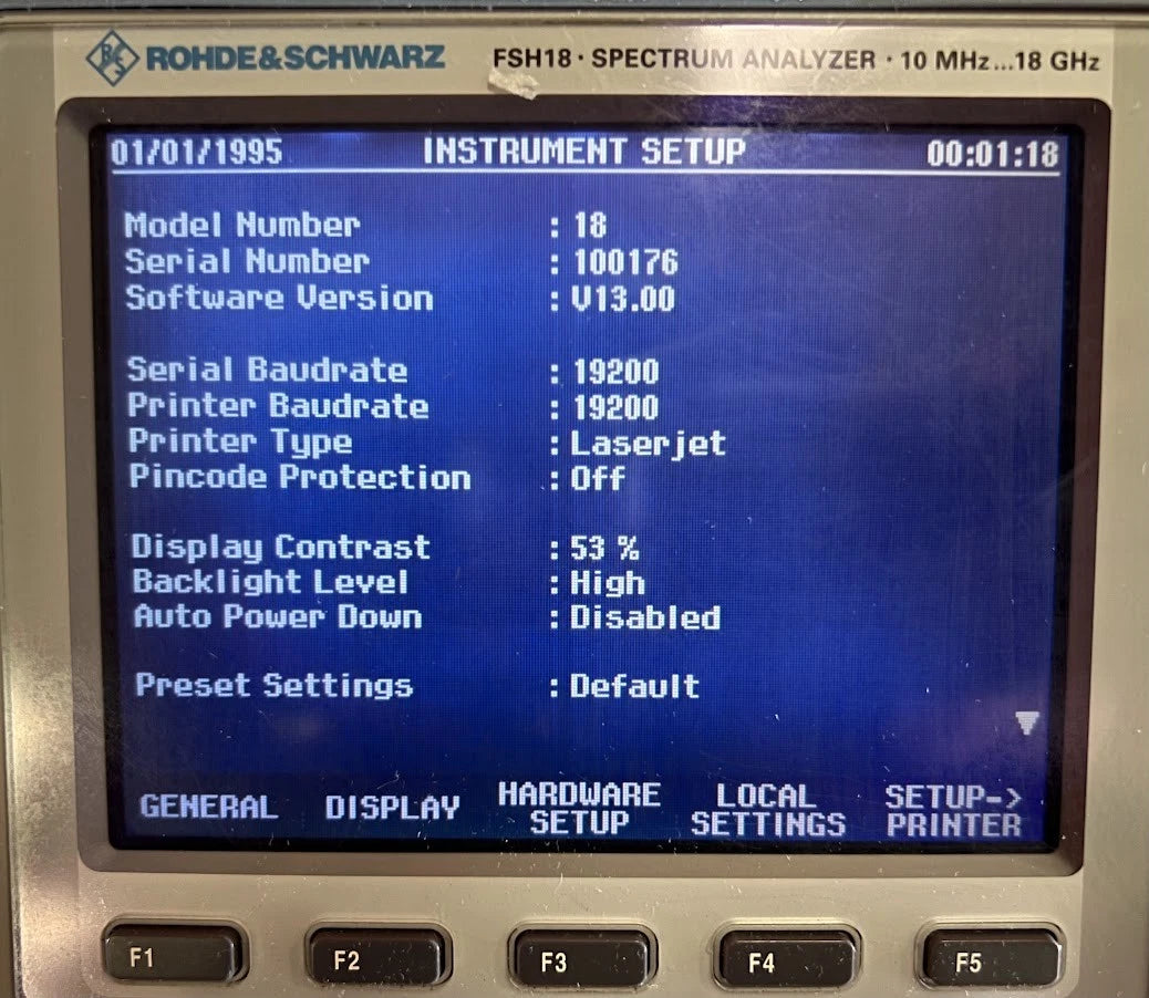 Rohde and Schwarz FSH18 Opt K1 Spectrum Analyzer 10MHz to 18GHz