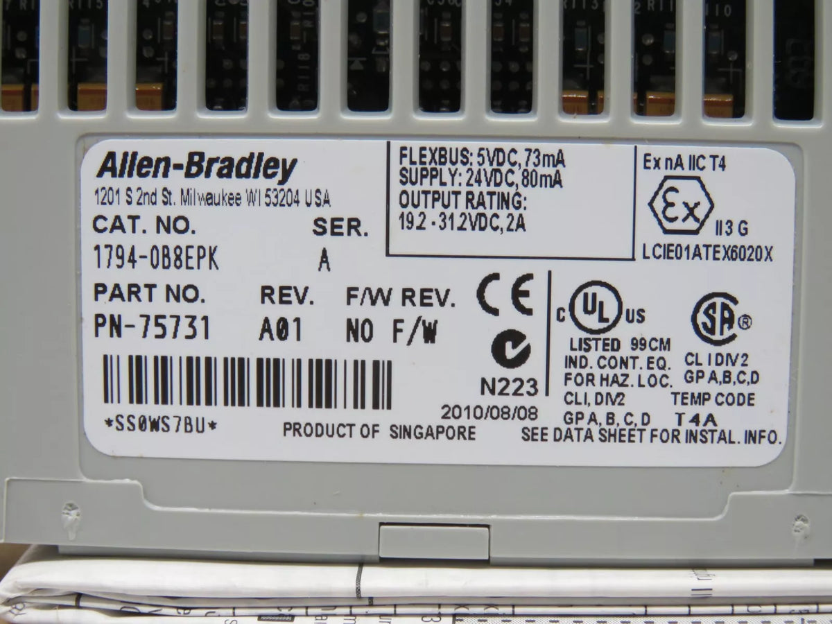 Allen Bradley 1794-0B8EPK Conformal Coating 24VDC Source Output Electrical Fused 8 PT
