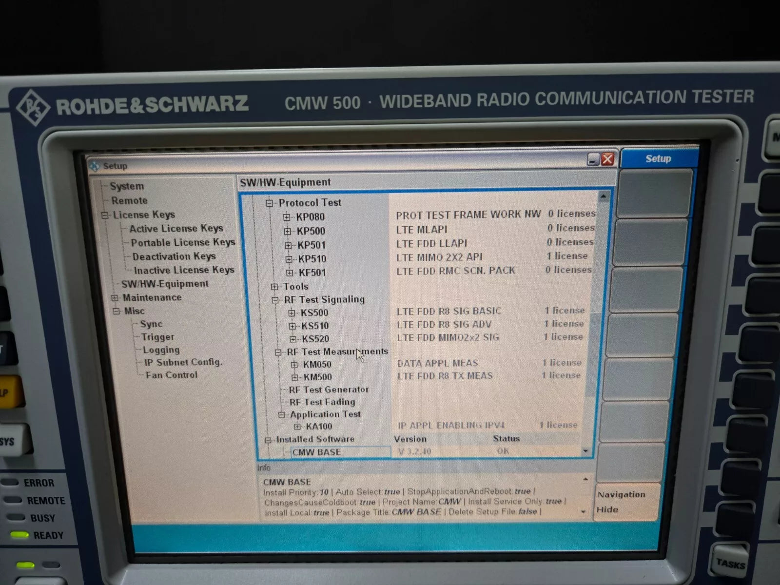 R&S CMW500 Wideband Radio Communication Tester with Options (101400)