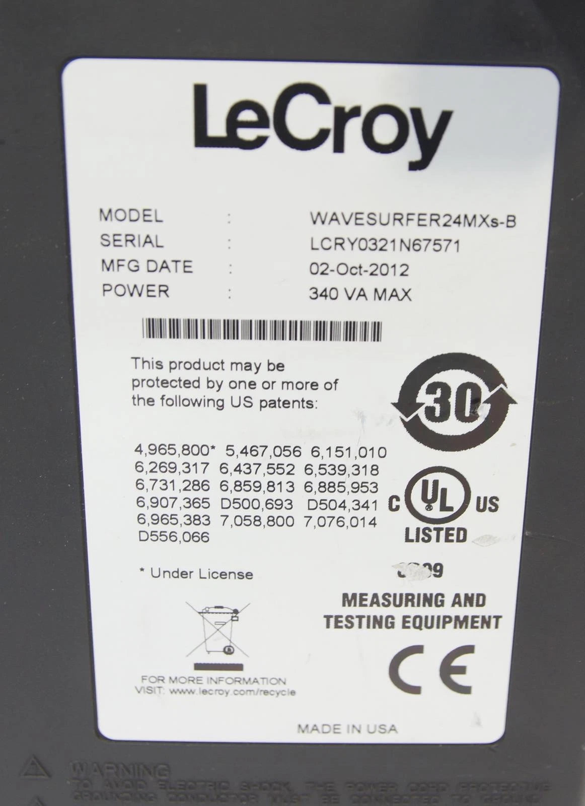 LeCroy WaveSurfer 24MXs-B 200 Mhz Oscilloscope 2.5 GS/s AS-IS