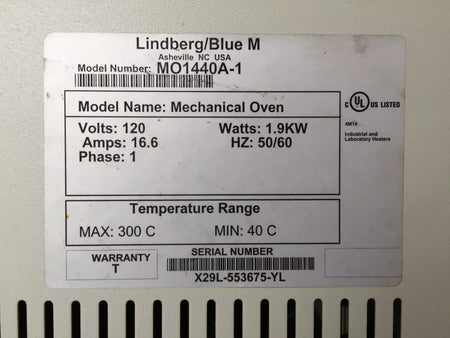 Linberg/Blue M MO1440A-1 Mechanical Convection Oven 40˚C - 300˚C, Ivory Color