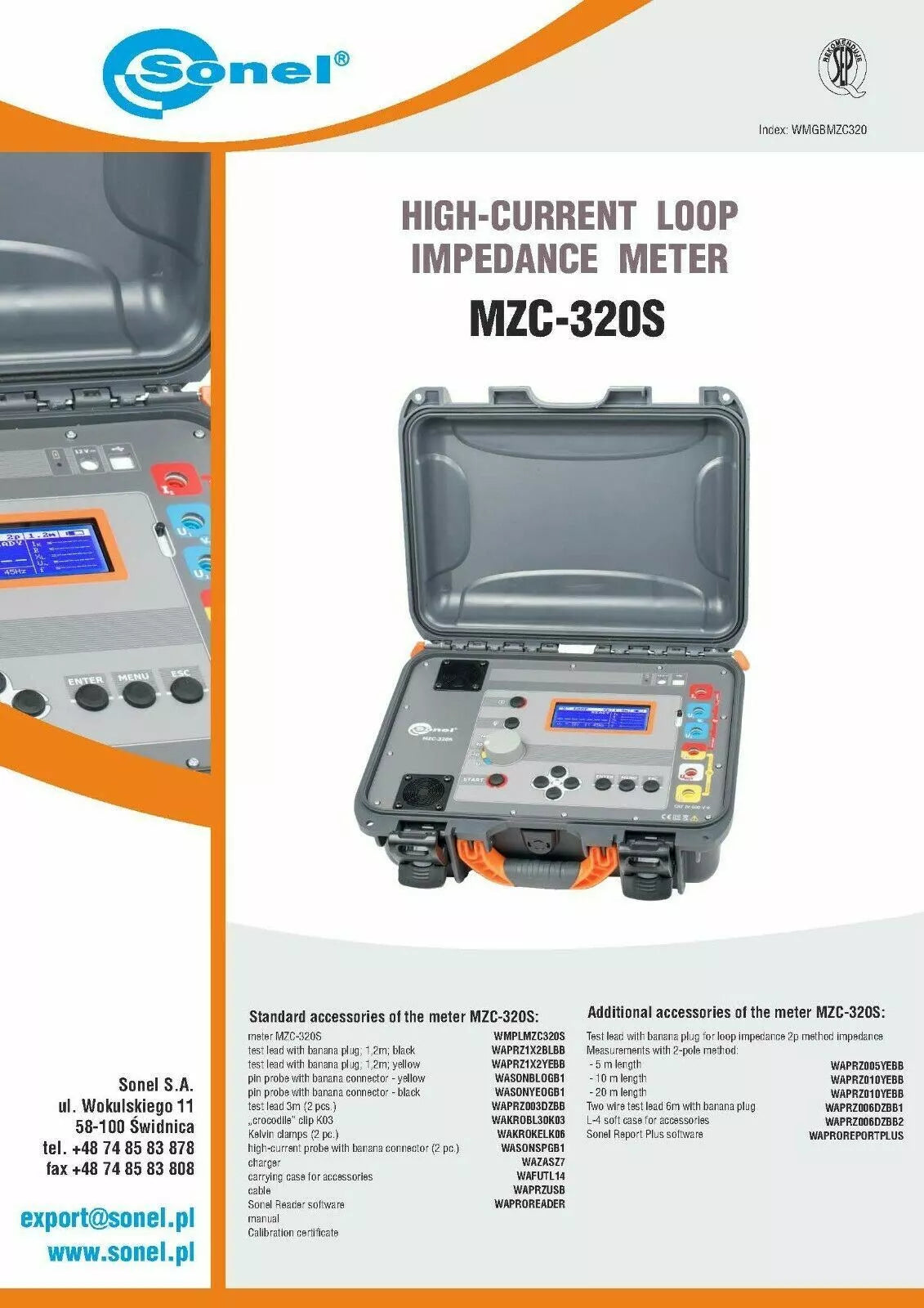 Sonel MZC-320S High-current Loop Impedance Meter 550V CAT IV 600V 300A IN STOCK - XG eqpt