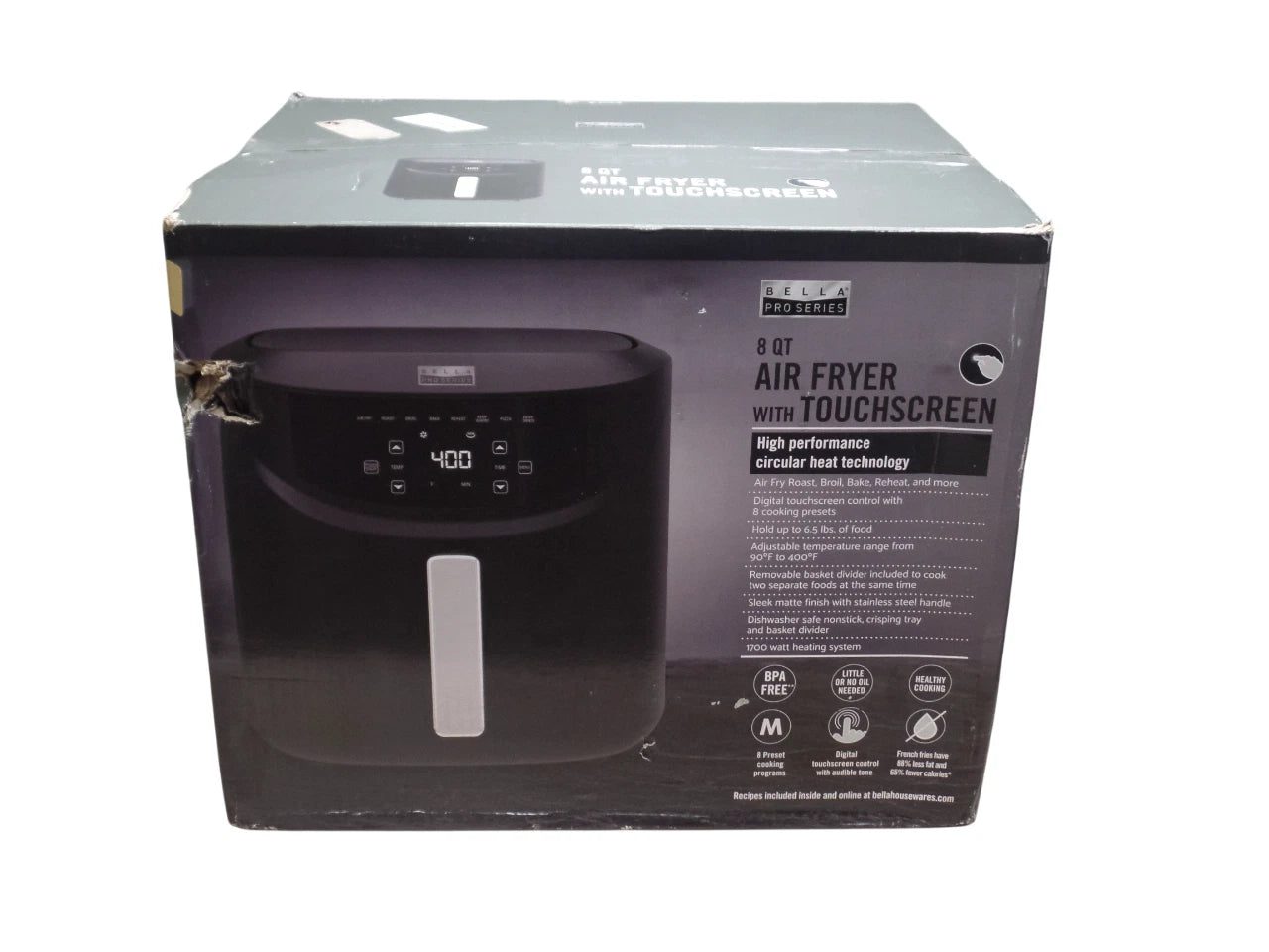 BELLA PRO SERIES 8-QT. DIGITAL AIR FRYER | 90164 | BLACK - Free Shipping